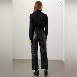 VEDA Genuine Leather Black Pants